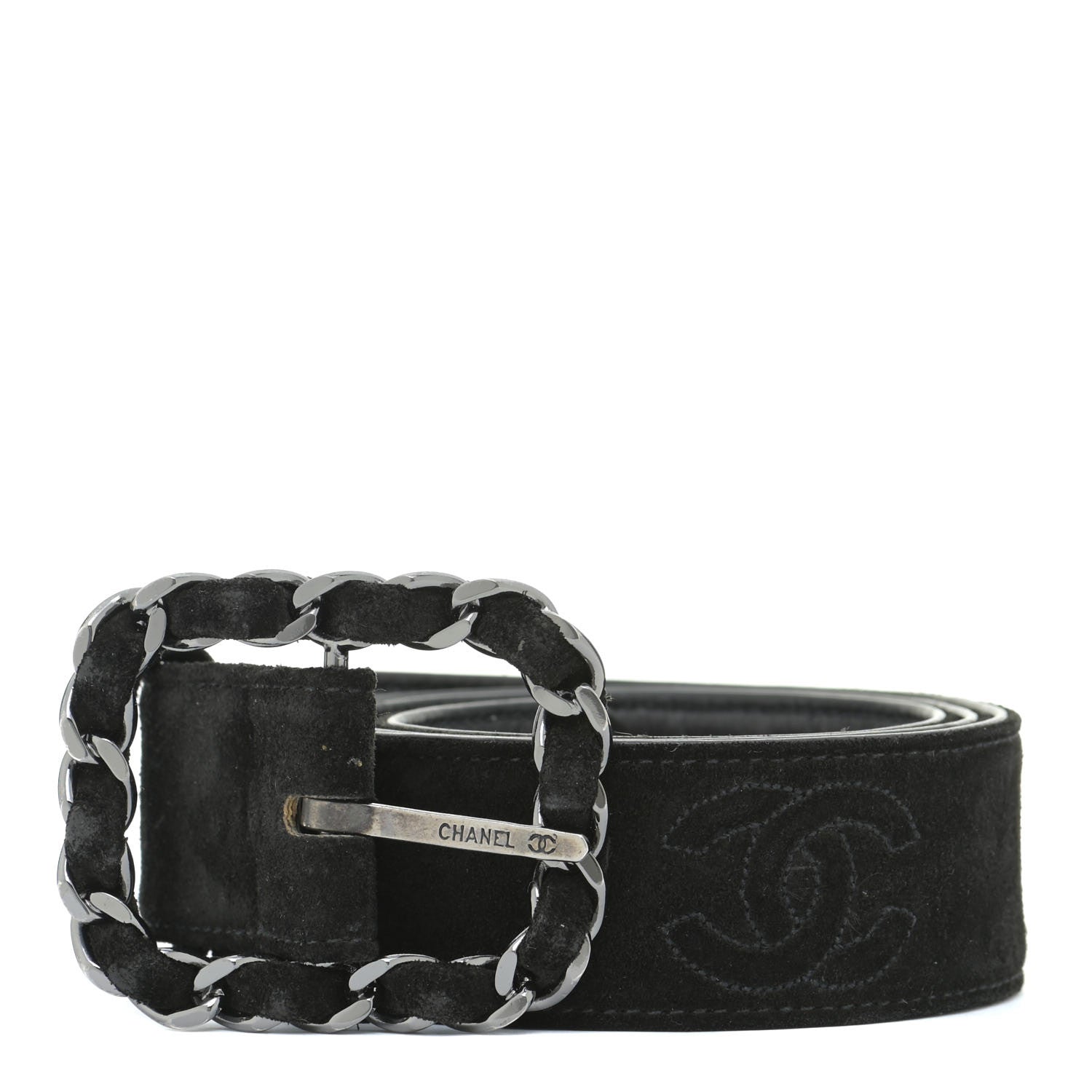 Chanel Suede CC Belt 75 30 Black 1 of 8