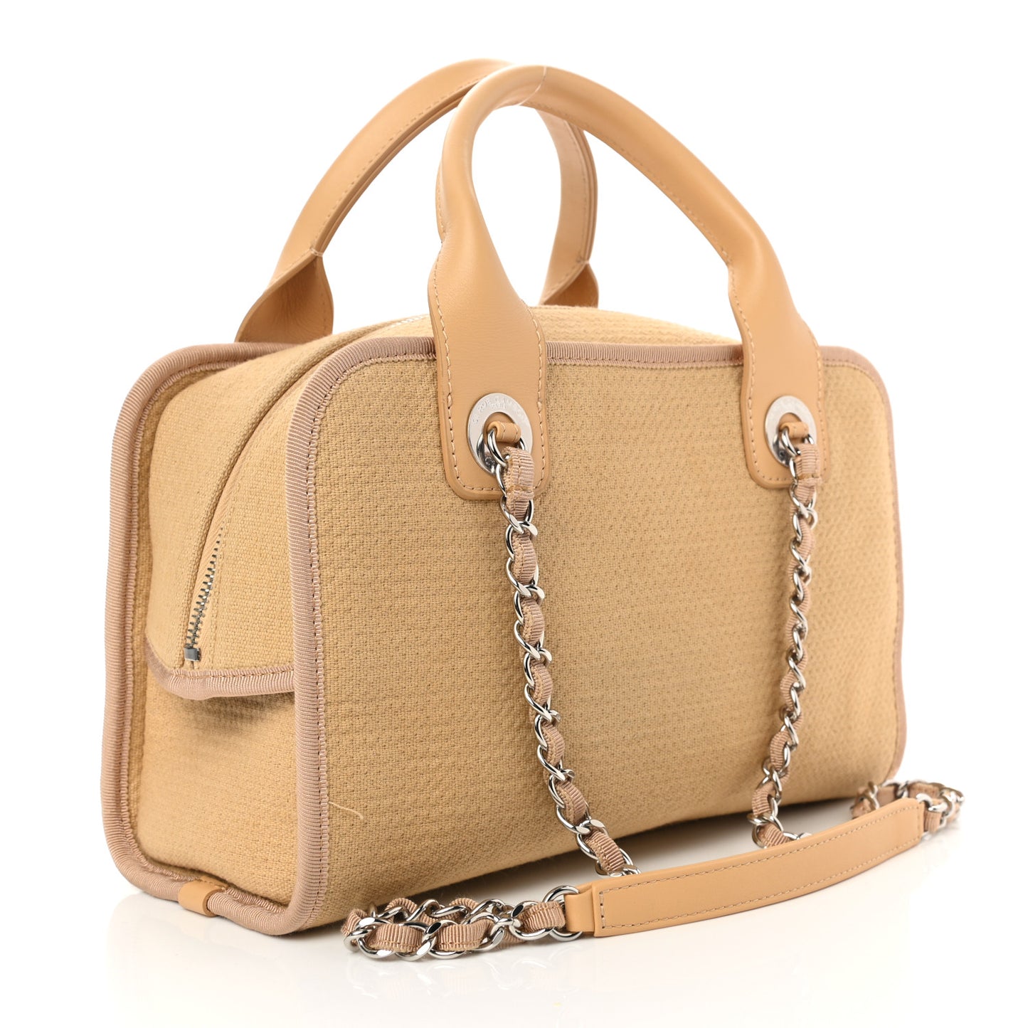 Canvas Deauville Small Bowling Bag Beige