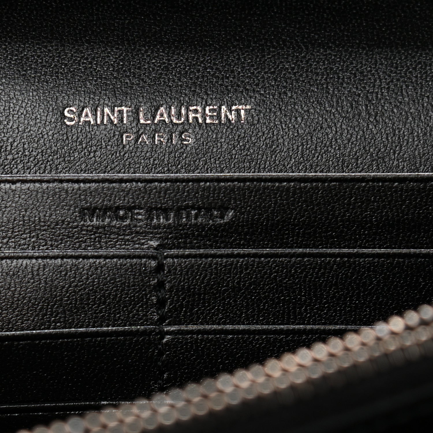Saint Laurent Calfskin Polka Dot Floral Print Monogram Chain Wallet Black 6 of 9