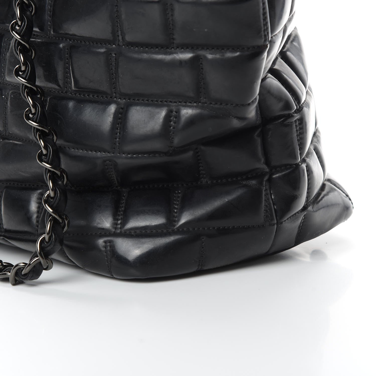 Chanel Vinyl Quilted Frozen Shopping Tote Black 14 of 16