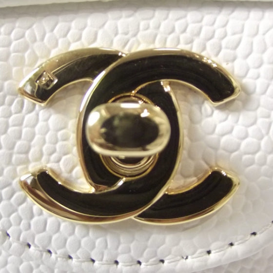 Chanel Caviar Quilted Medium Double Flap White 8 of 12