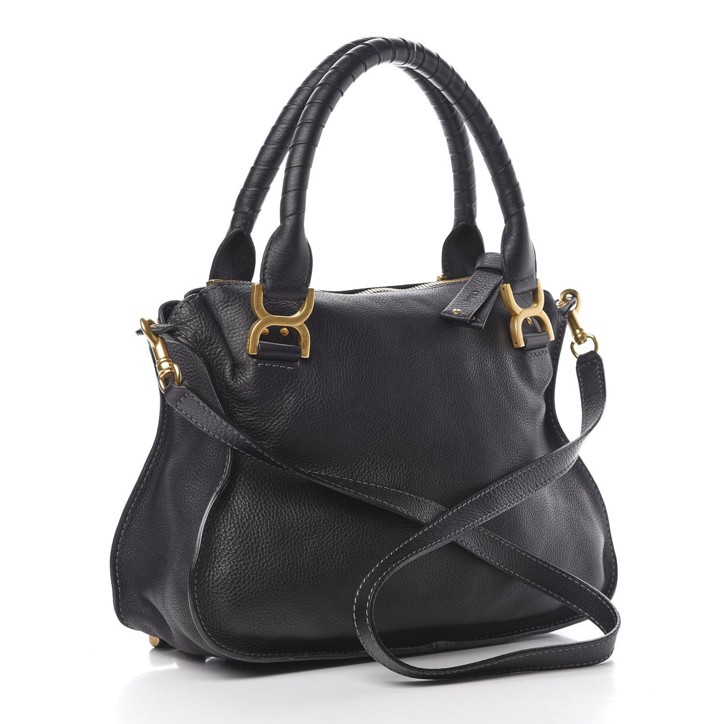 Calfskin Medium Marcie Satchel Black