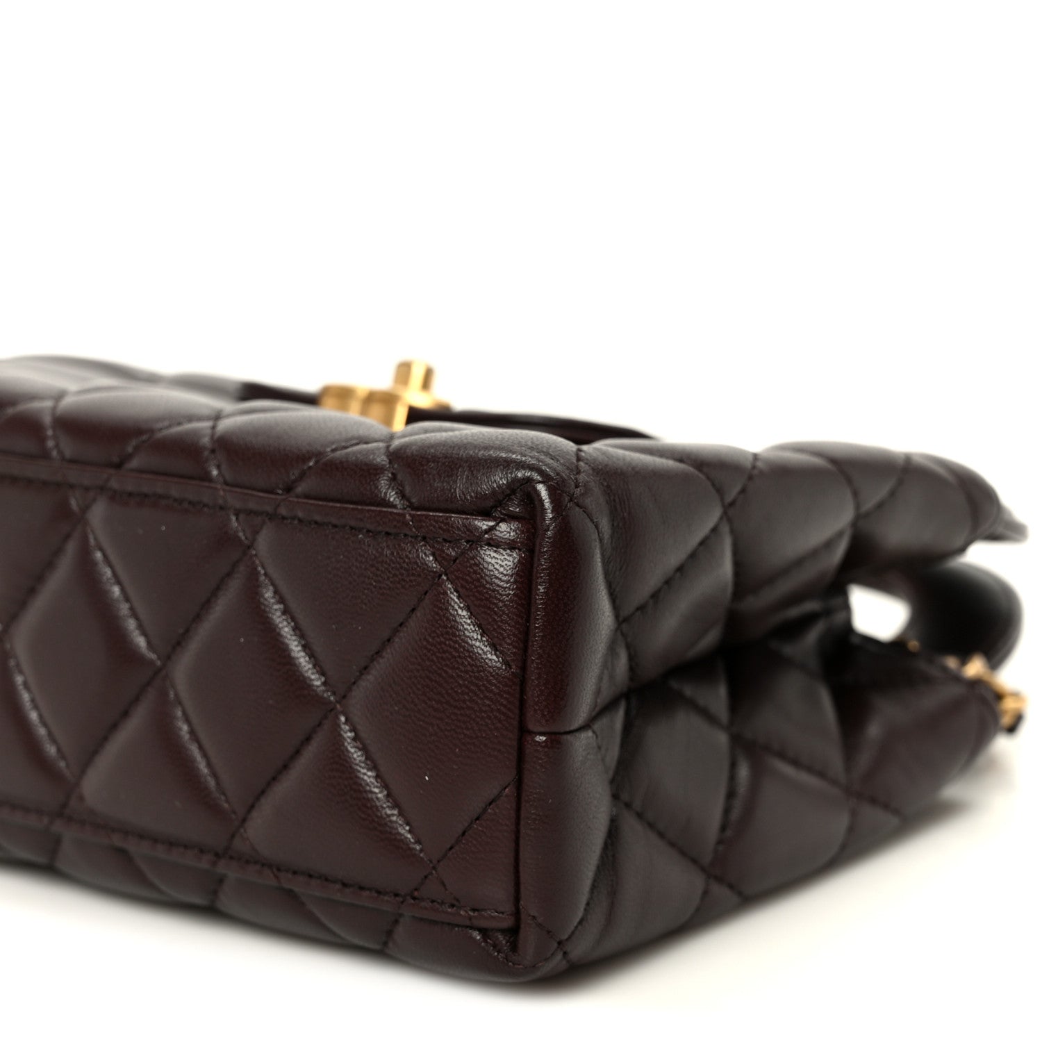 Chanel Shiny Aged Calfskin Quilted Nano Kelly Shopper Dark Brown 10 of 10