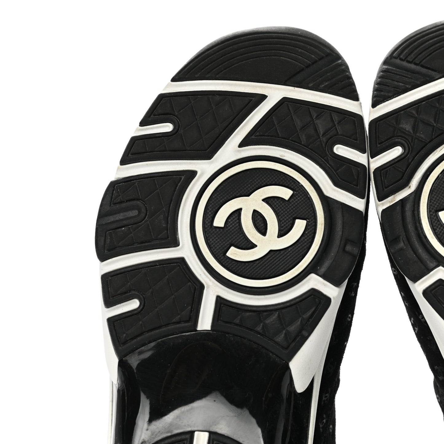 Suede Calfskin Printed CC Sneakers 38.5 Black