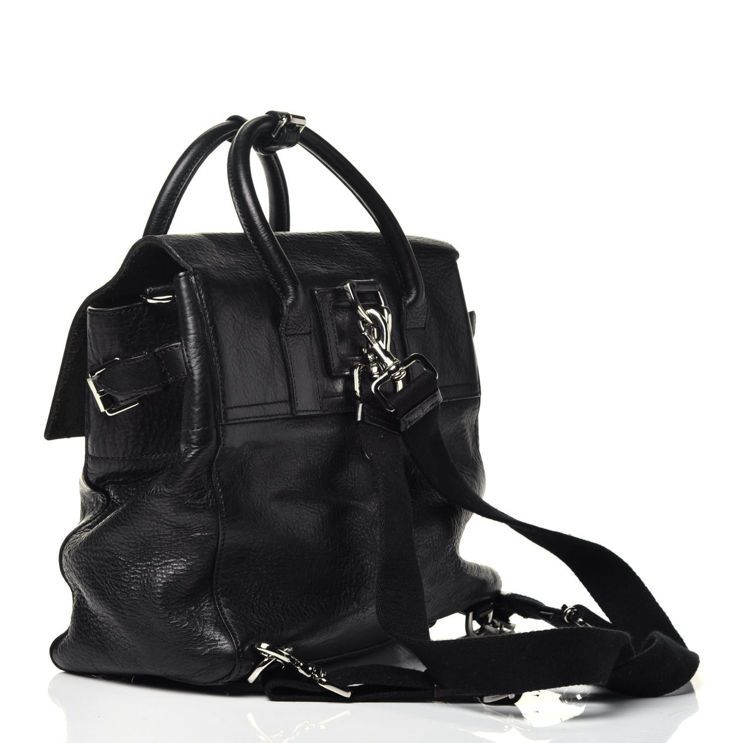 Natural Leather Mini Cara Delevingne Convertible Satchel Black