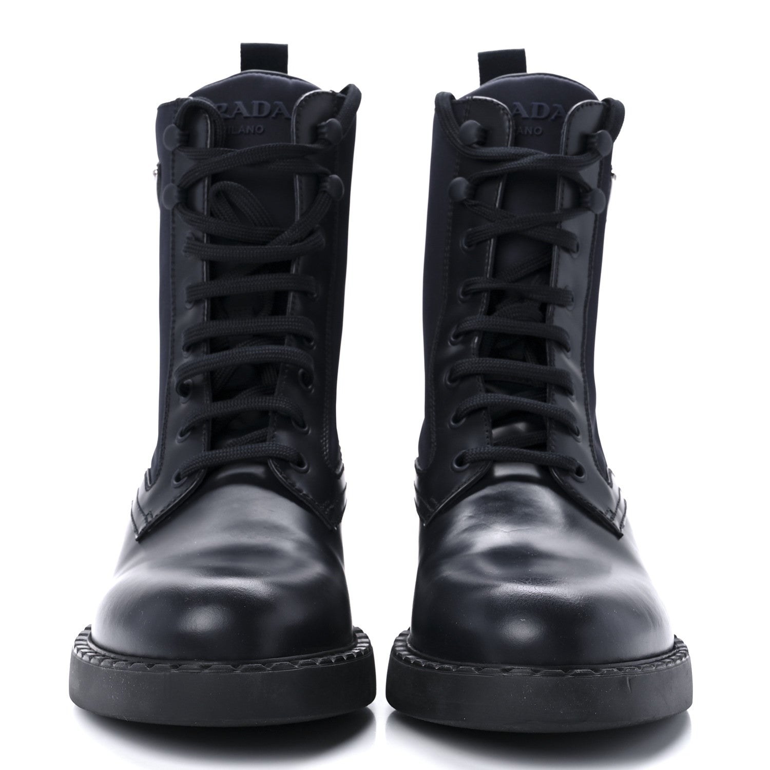 Prada Spazzolato Re-Nylon Metal Triangle Logo Womens 50mm Combat Boots 40.5 Bleu 2 of 9