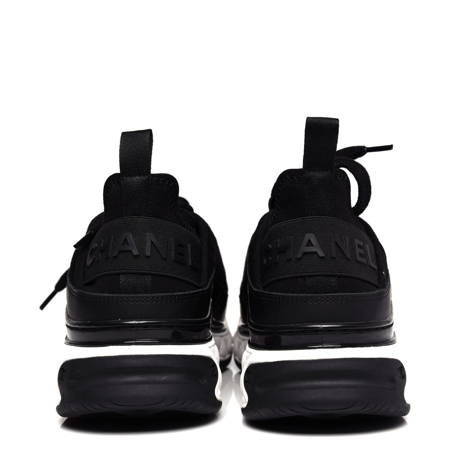 Velvet Calfskin Mixed Fibers CC Sneakers 38.5 Black