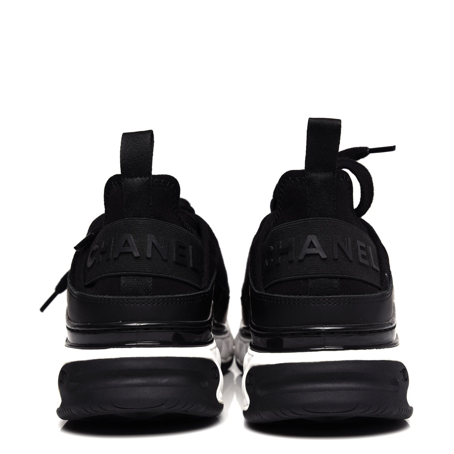 Chanel Velvet Calfskin Mixed Fibers CC Sneakers 38.5 Black 7 of 10