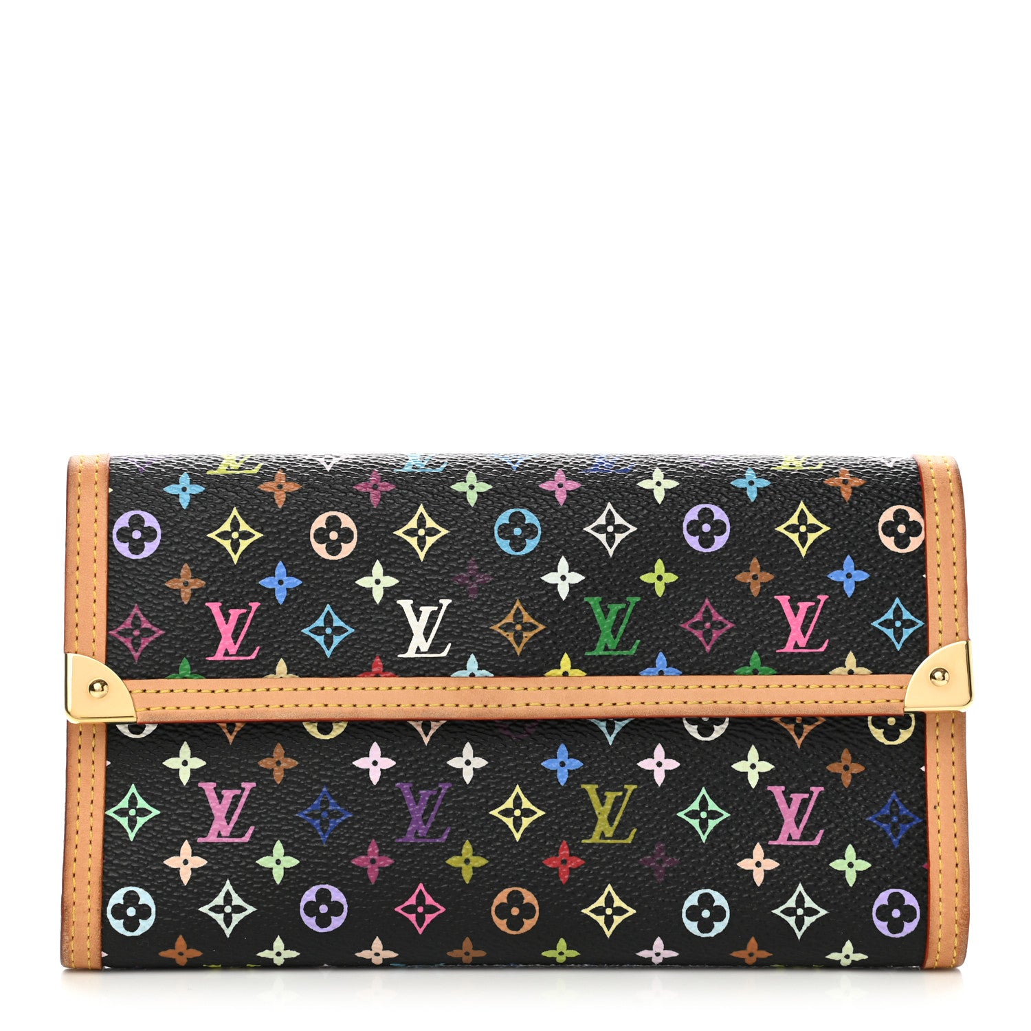 Louis Vuitton Monogram Multicolor Porte Tresor International Wallet Black 1 of 11