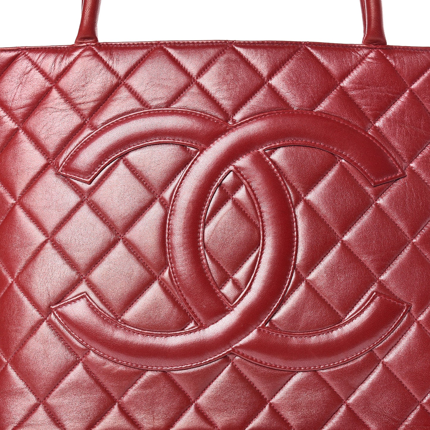 Lambskin Quilted Medallion Tote Red