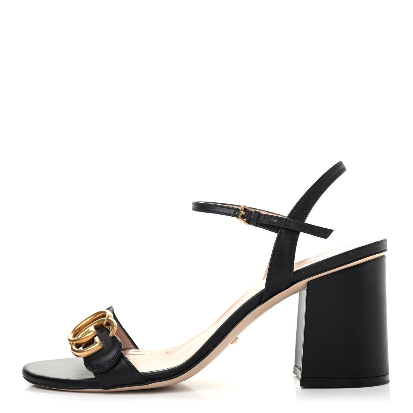 Lifford Calfskin GG Marmont Ankle Wrap 75mm Sandals 38 Black