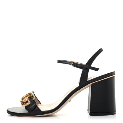 Gucci Lifford Calfskin GG Marmont Ankle Wrap 75mm Sandals 38 Black 1 of 14