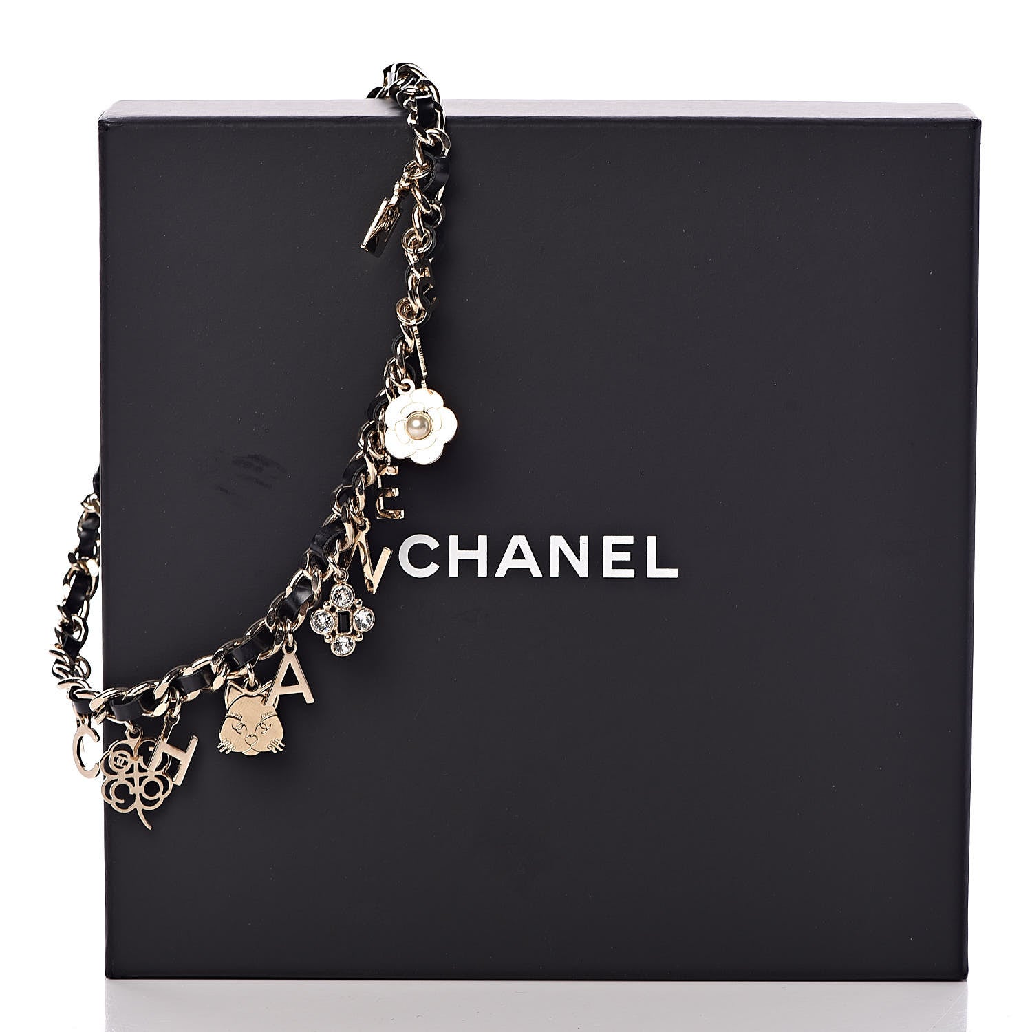 Chanel Lambskin Crystal CC Logo Charming Choker Gold Black 5 of 5