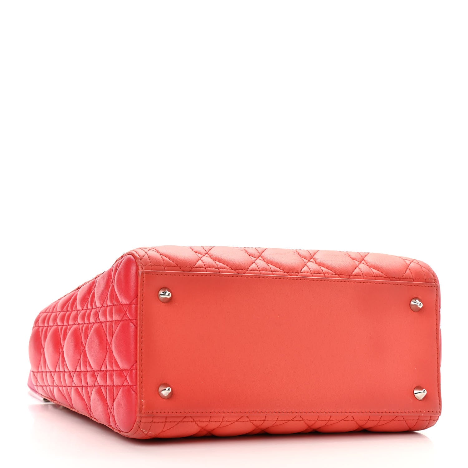 Christian Dior Lambskin Cannage Medium Bi-Color Lady Dior Orange Fuchsia 4 of 16