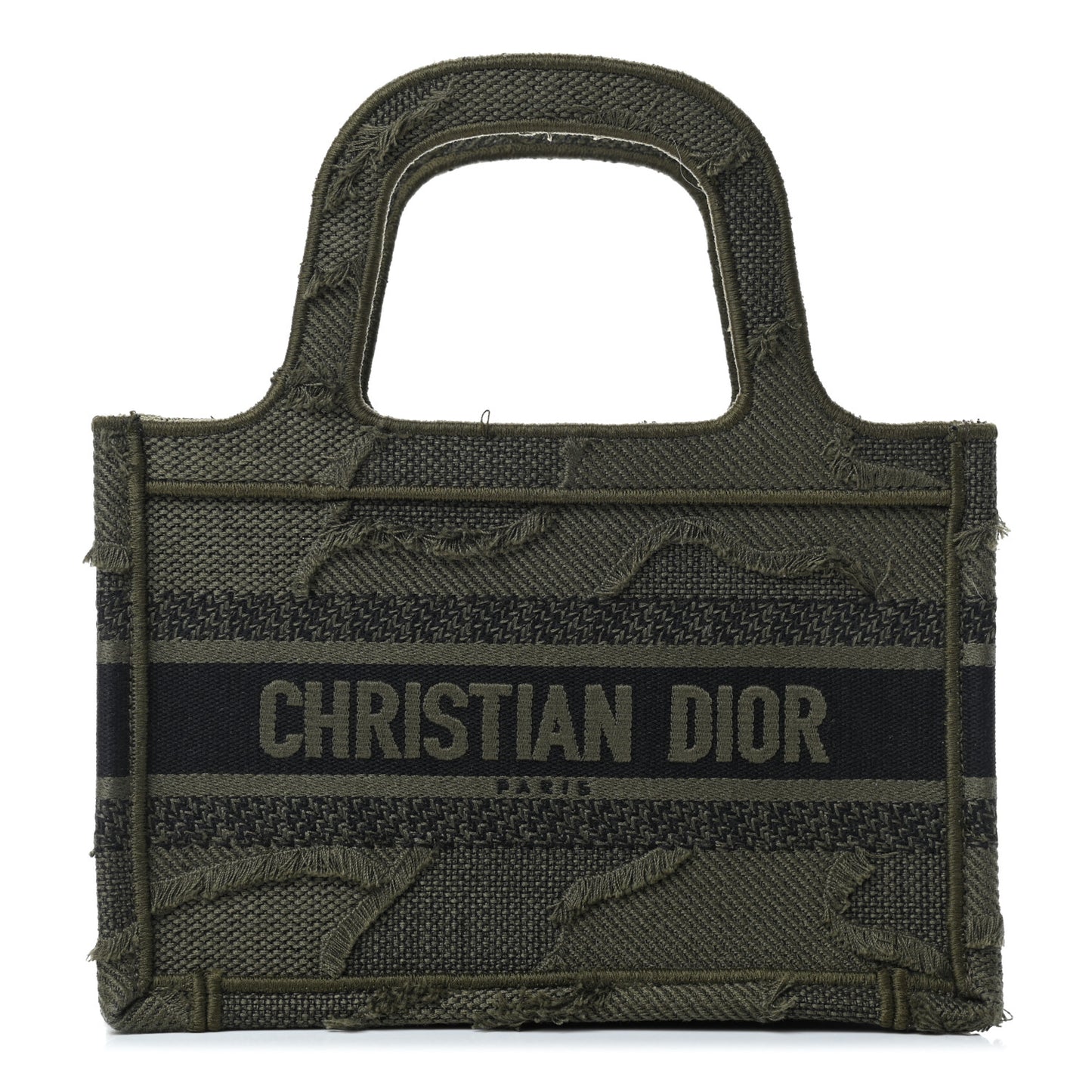 Canvas Embroidered Camouflage Mini Book Tote Green