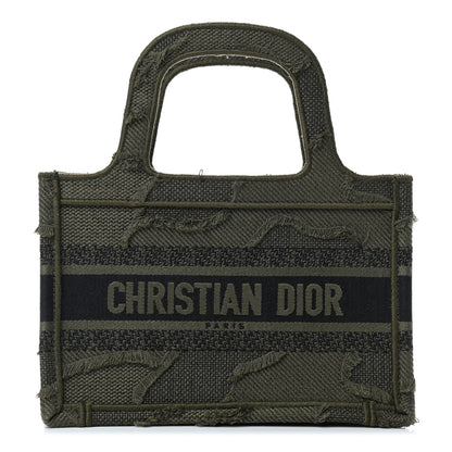 Christian Dior Canvas Embroidered Camouflage Mini Book Tote Green 1 of 9