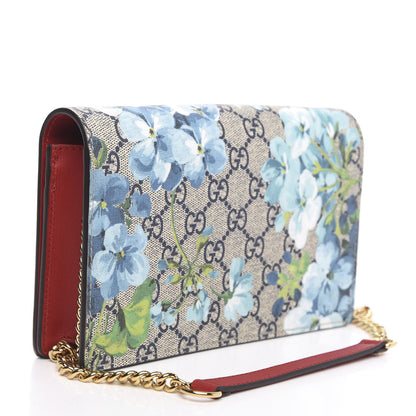 Gucci GG Supreme Monogram Blooms Chain Wallet Blue 3 of 8
