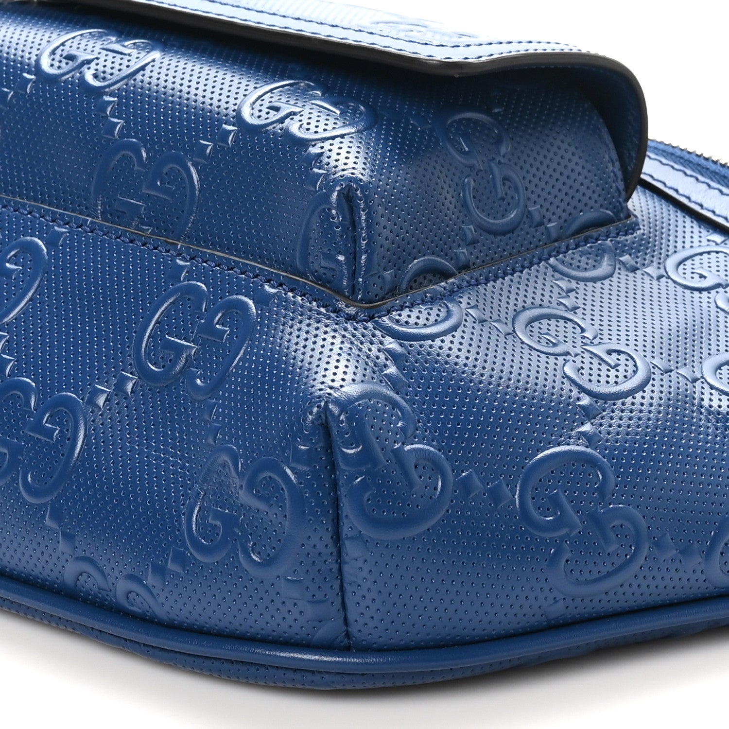 Gucci Calfskin GG Tennis Embossed Pocket Belt Bag Intense Metal Blue 10 of 10