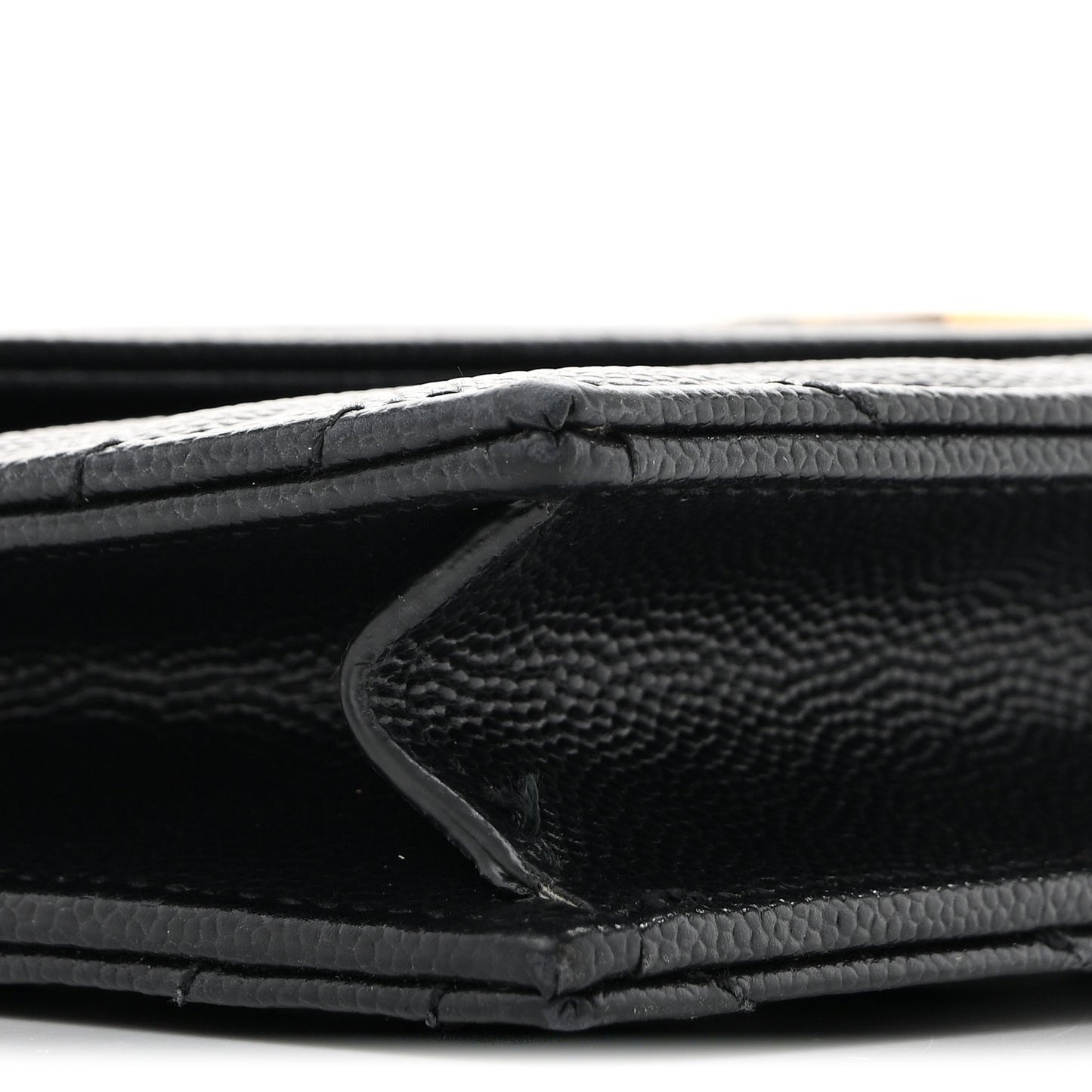Grain De Poudre Matelasse Chevron Monogram Envelope Chain Wallet Black
