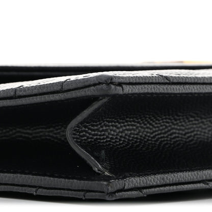 Saint Laurent Grain De Poudre Matelasse Chevron Monogram Envelope Chain Wallet Black 8 of 12