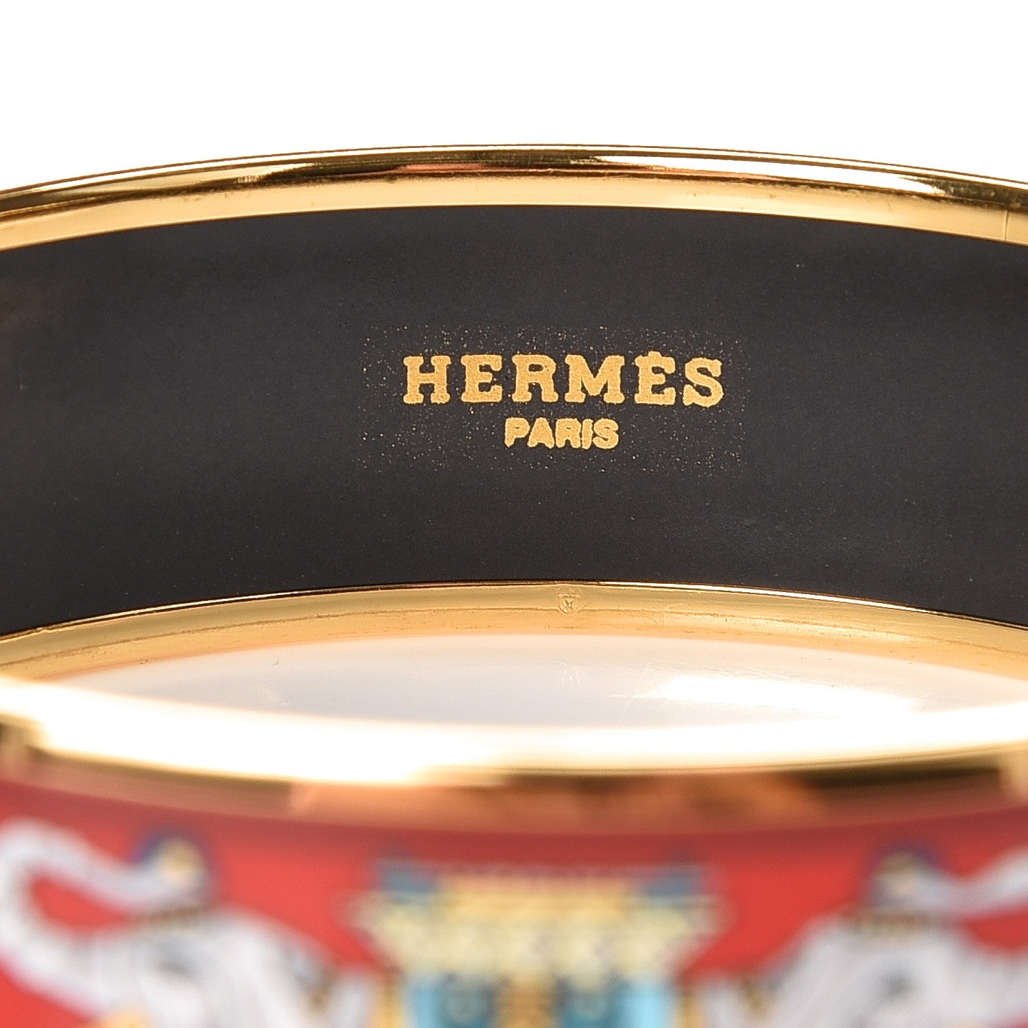Hermes Enamel Printed Elephant Torana Wide Bracelet 70 3 of 4