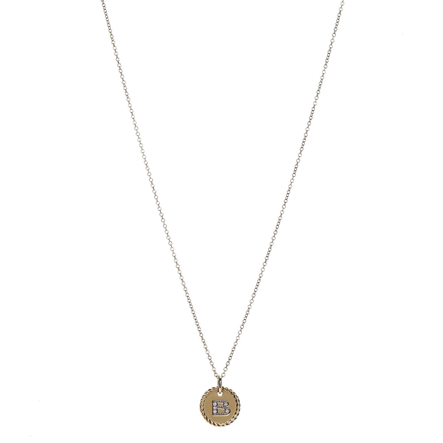 18K Yellow Gold Diamond Initial B Charm Necklace