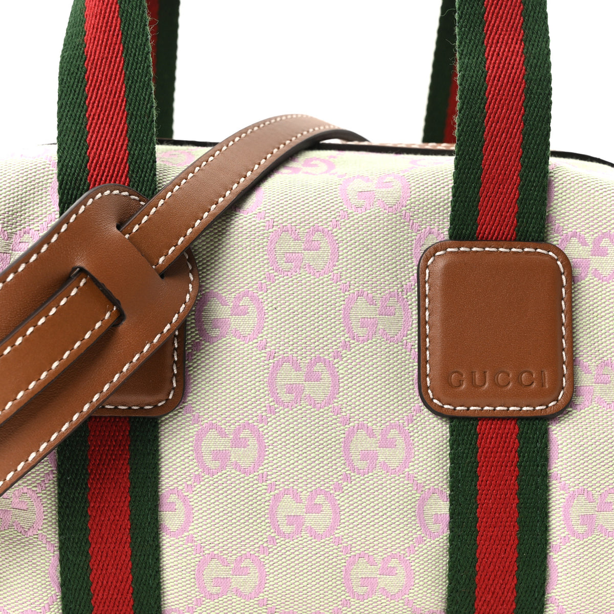 Gucci GG Supreme Web Mini GG Top Handle Bag Green Pink 8 of 10
