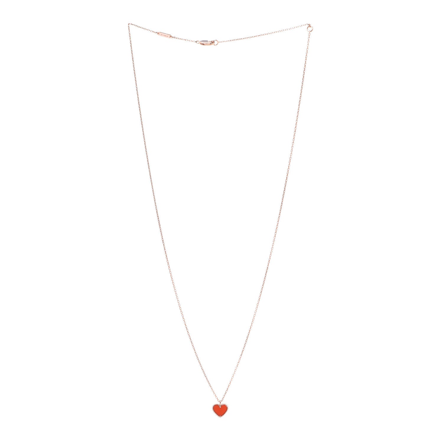 Van Cleef & Arpels 18K Rose Gold Carnelian Sweet Alhambra Heart Pendant Necklace 3 of 6