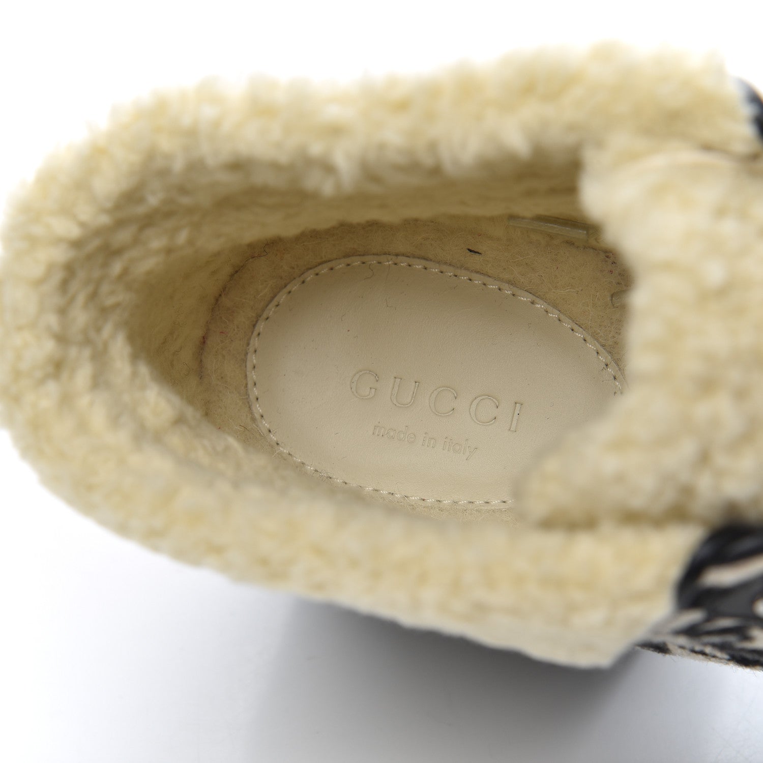 Gucci Optical Tweed Faux Shearling Houndstooth Victor Lace Up Ankle Boots 38 White Black 6 of 8