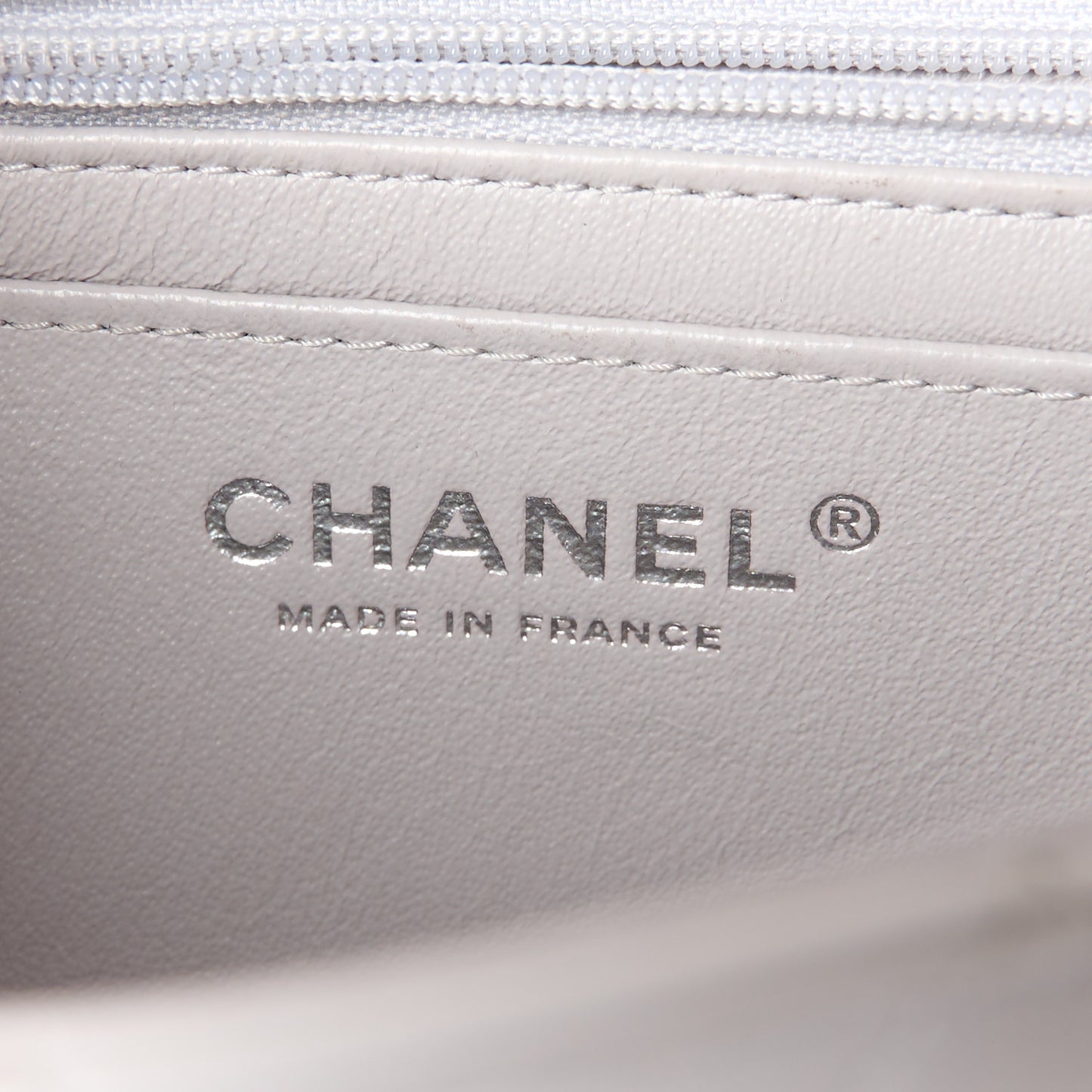 Lambskin Quilted Mini Rectangular Flap Grey