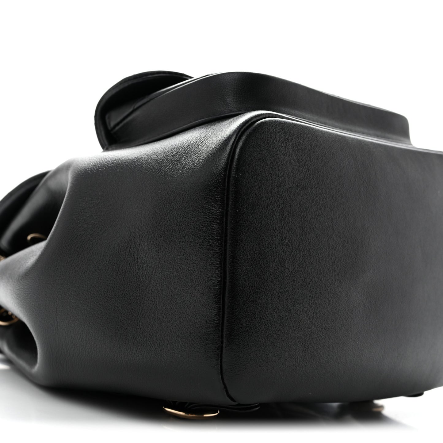 Lambskin Quilted Large Duma Drawstring Backpack Black