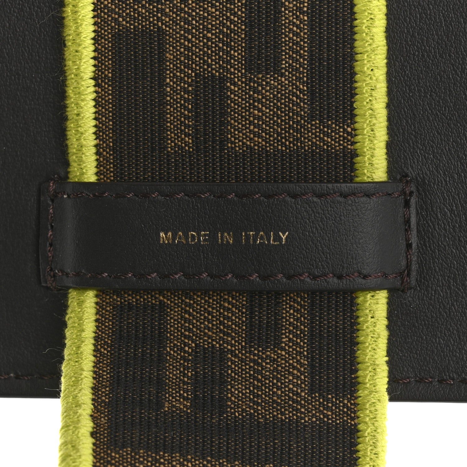 Fendi Fabric Jacquard FF 1974 Cell Pocket Strap You Tobacco Moro Giallo Fluo 7 of 15