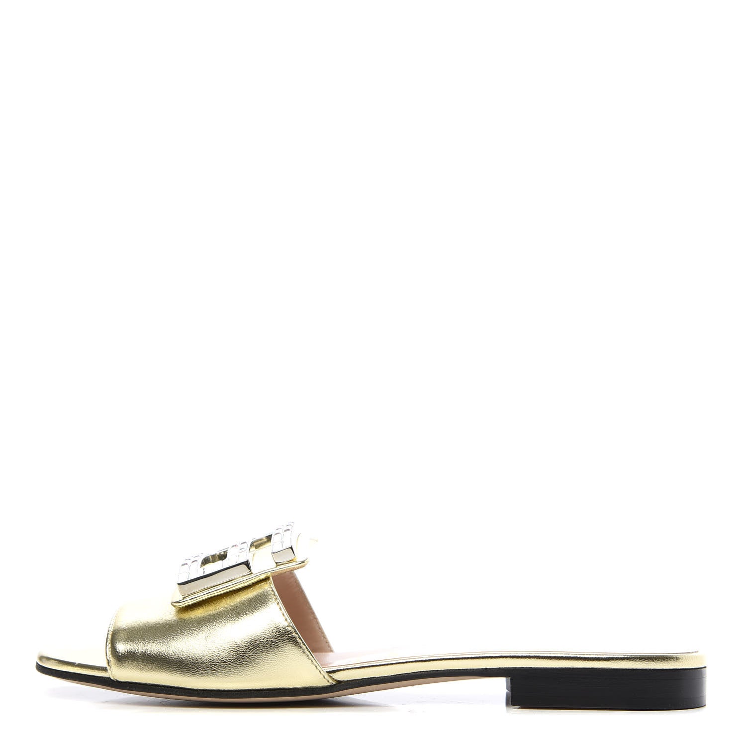 Gucci Metallic Nappa Crystal Square G Madelyn Slide Sandals 36.5 Gold 1 of 8