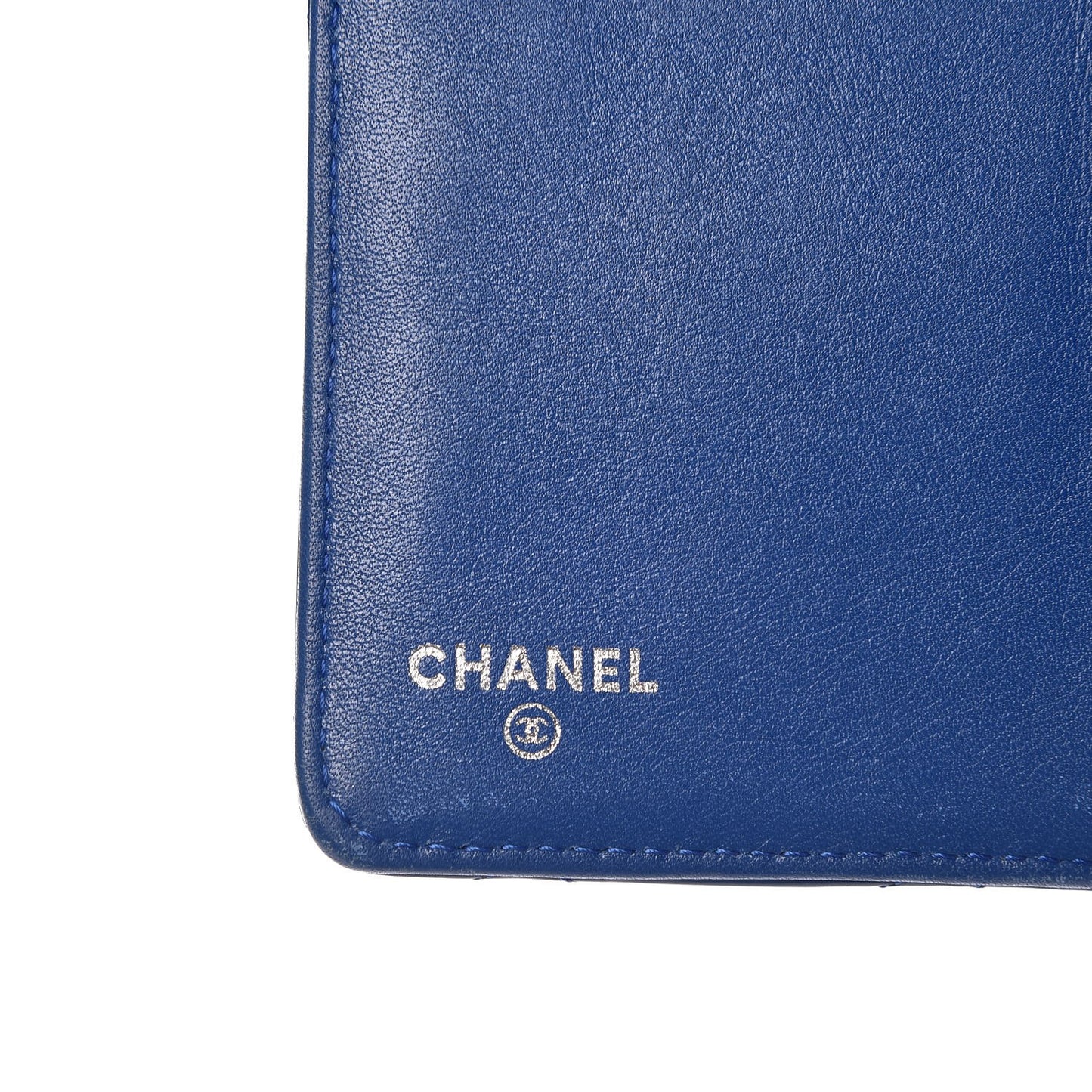 Patent Quilted Zip Pocket Wallet Blue