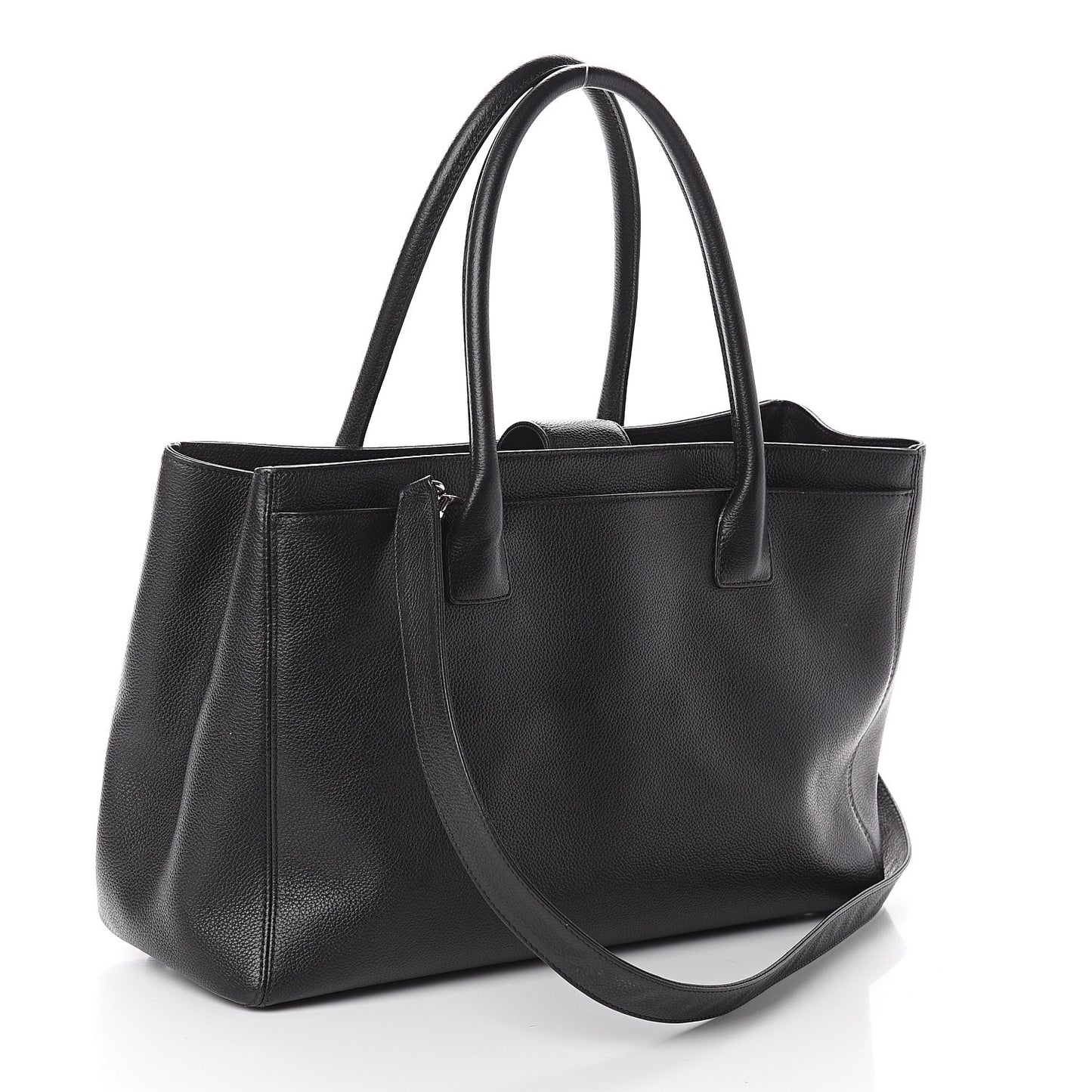 Calfskin Cerf Executive Shopper Tote Black