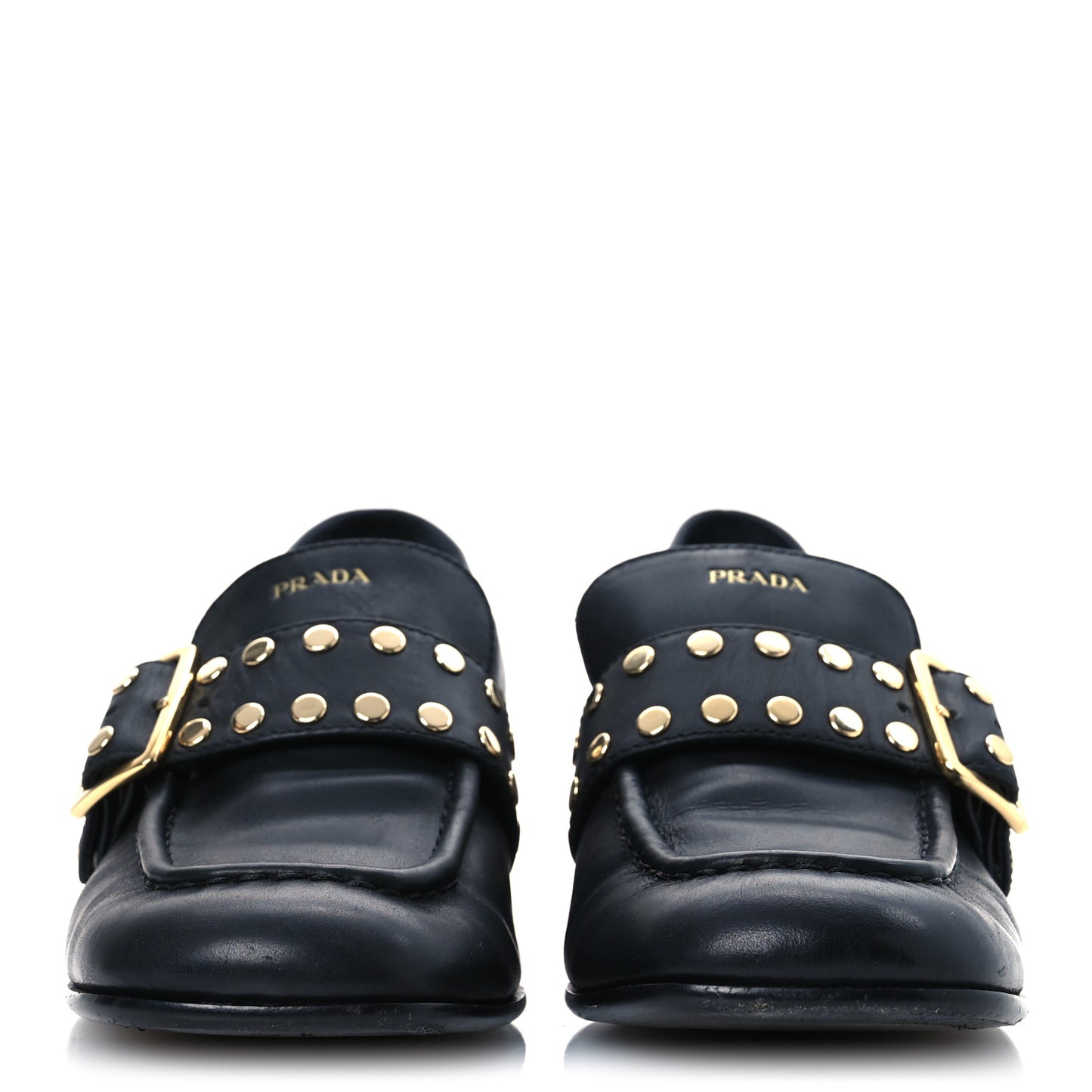 Calfskin Modellerie Stud Loafers 36.5 Black