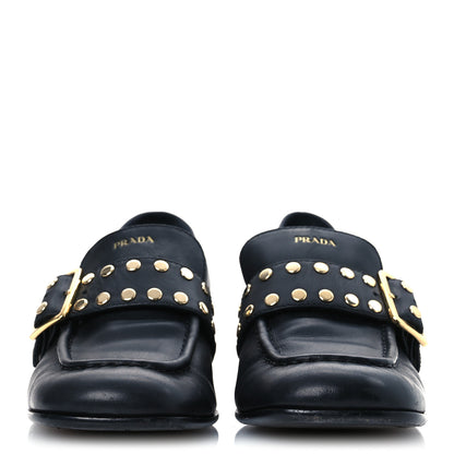Prada Calfskin Modellerie Stud Loafers 36.5 Black 3 of 16