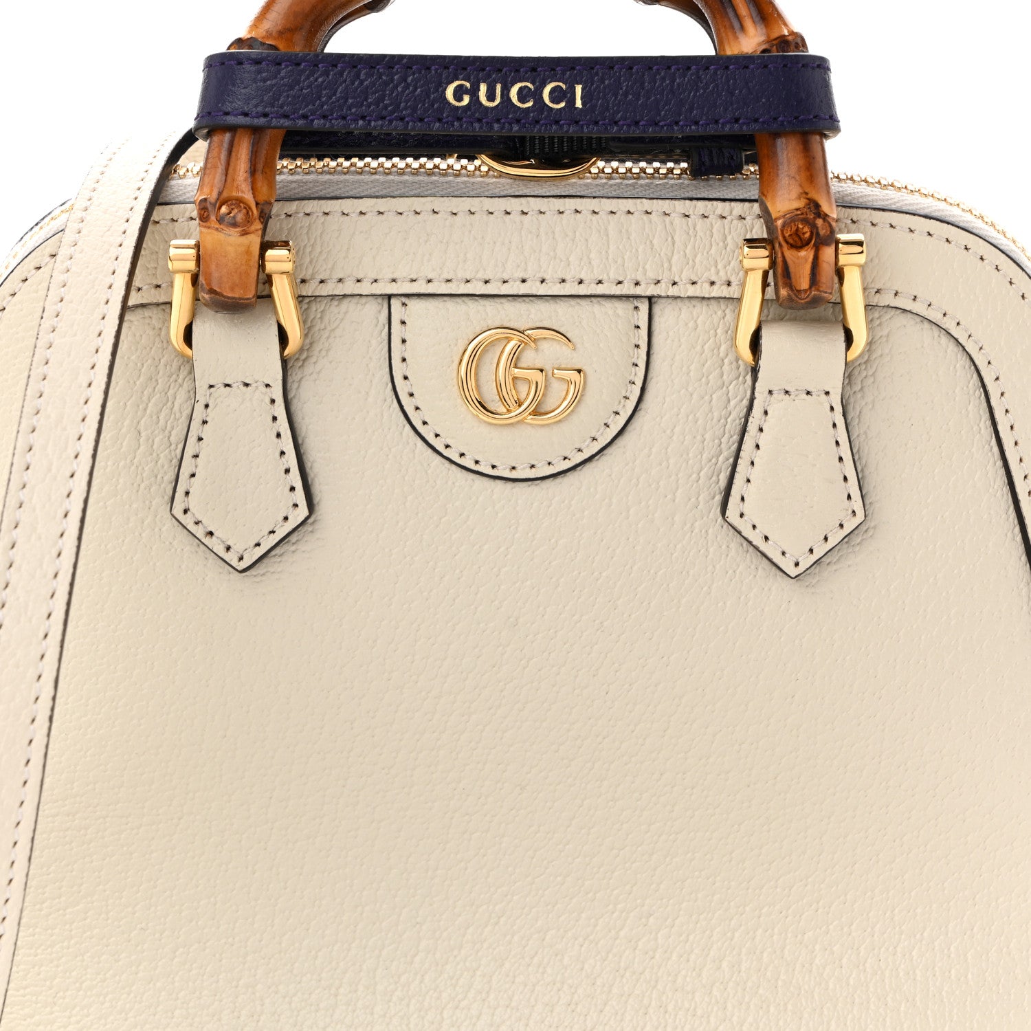Gucci Textured Dollar Calfskin Mini Diana Dome Tote Bag White 8 of 11
