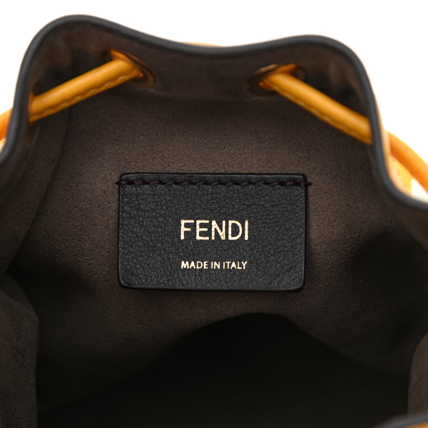 Fendi X SARAH COLEMAN Glazed Canvas Vitello King F is Fendi FF Vertigo Mini Mon Tresor Bucket Bag Mimosa White 6 of 8