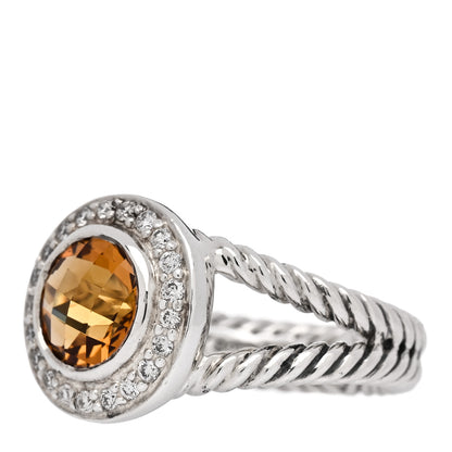 David Yurman Sterling Silver Diamond Citrine 8mm Petite Cerise Ring  52 6 3 of 5