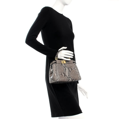 Fendi Snakeskin Camoscio Mini Peekaboo Iconic Satchel Asfalto Nocciola 3 of 8