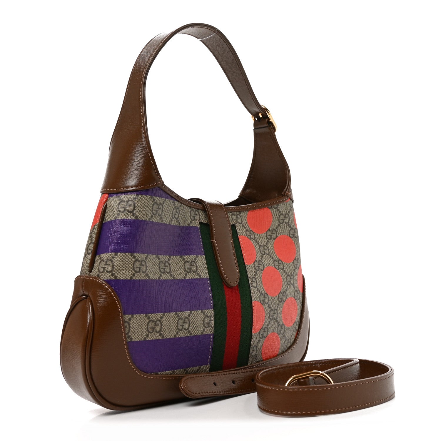 Gucci GG Supreme Monogram Azalea Calfskin Print Web Small Jackie 1961 Hobo Multicolor 3 of 10