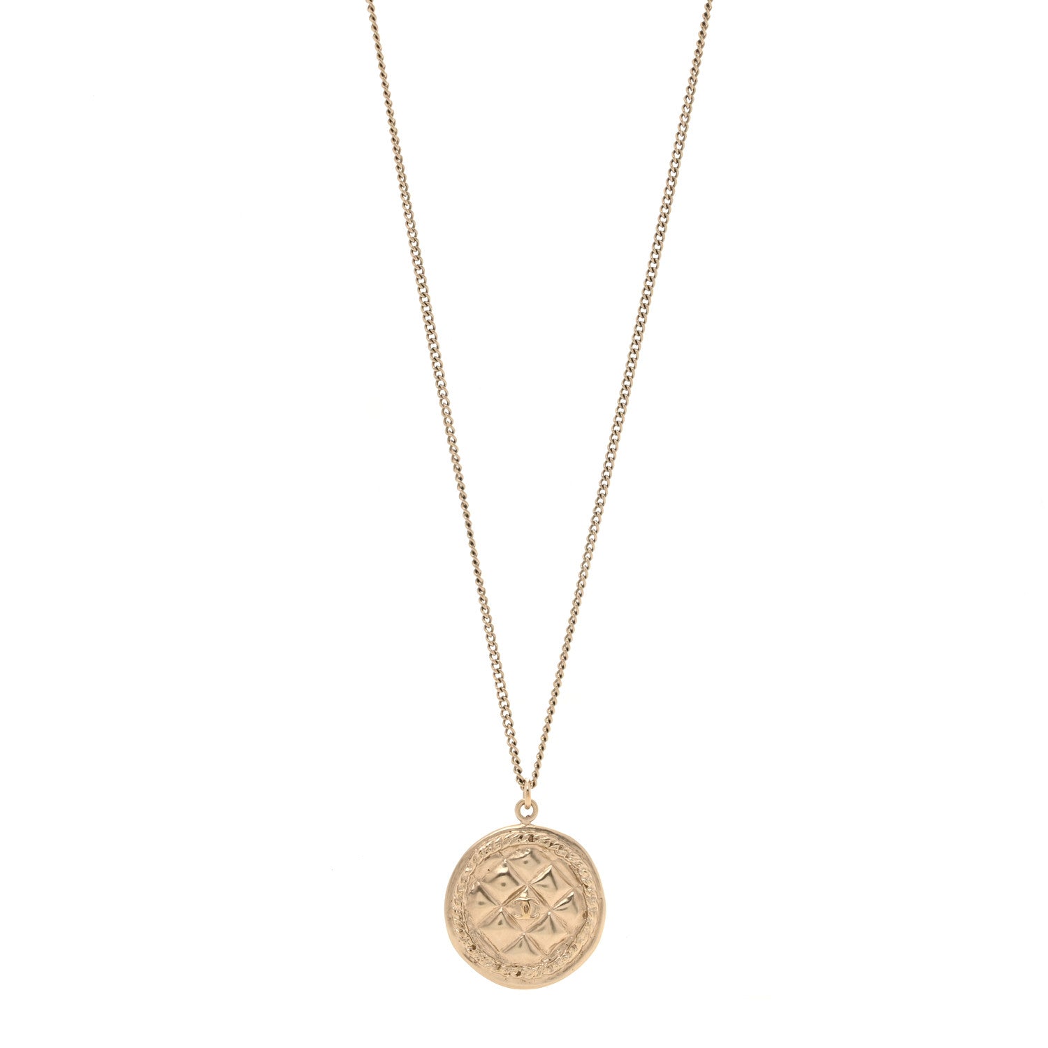 Chanel Quilted CC Pendant Chain Necklace Light Gold 1 of 5