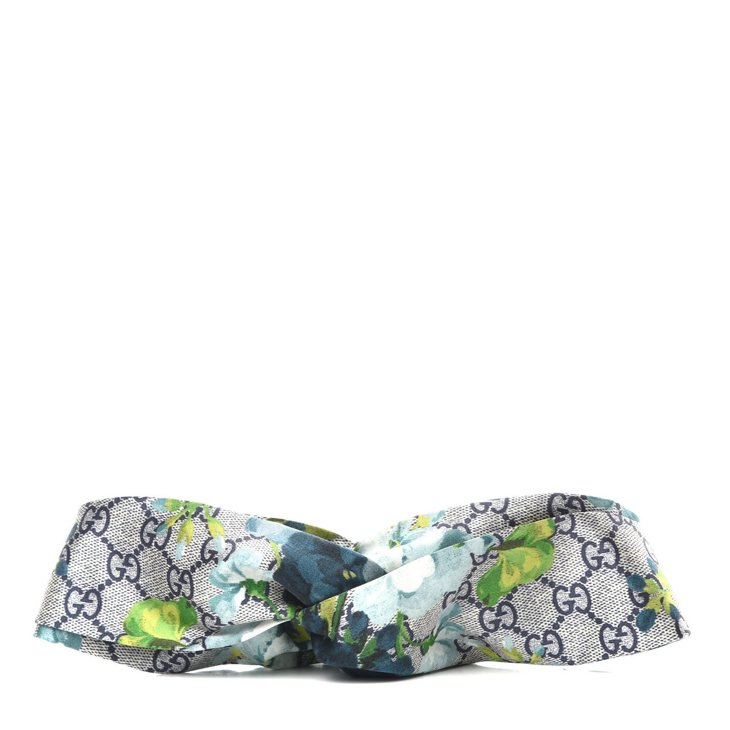 Silk Monogram Blooms Print Headband Blue