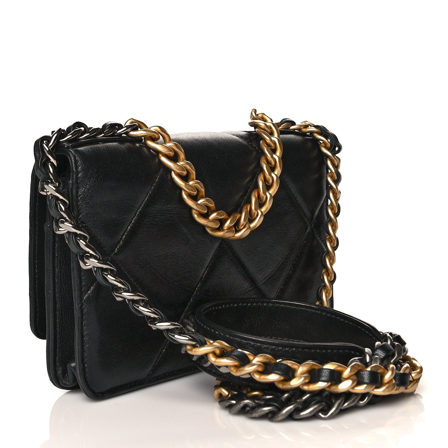 Chanel Lambskin Quilted Chanel 19 Wallet On Chain WOC Black 3 of 12