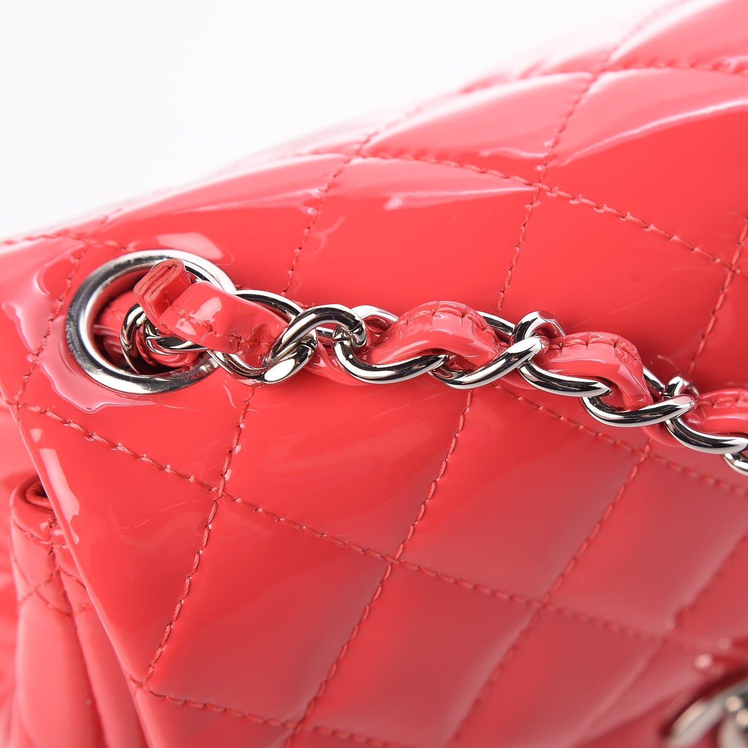 Chanel Patent Quilted Mini Square Flap Pink 9 of 12