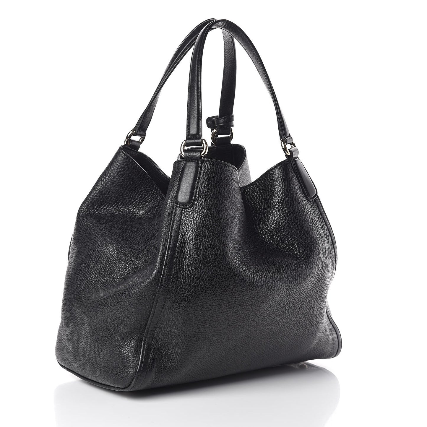 Pebbled Calfskin Medium Soho Shoulder Bag Black