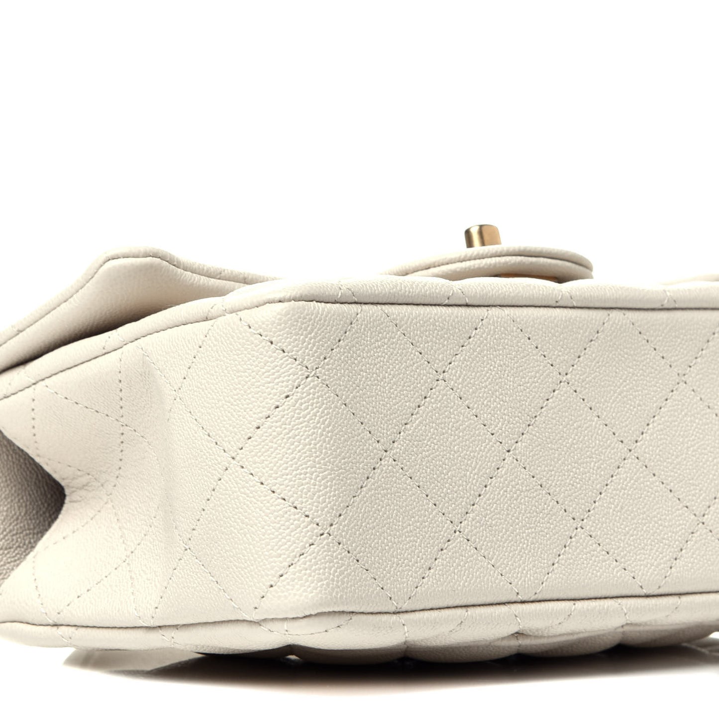 Caviar Quilted Mini Top Handle Rectangular Flap White