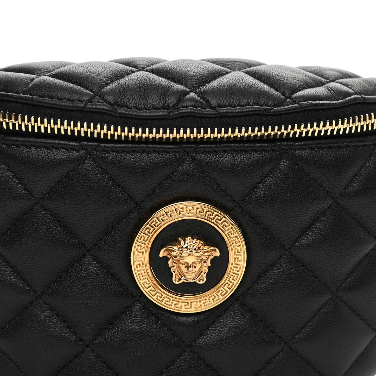 Nappa Quilted Medusa Belt Bag Black