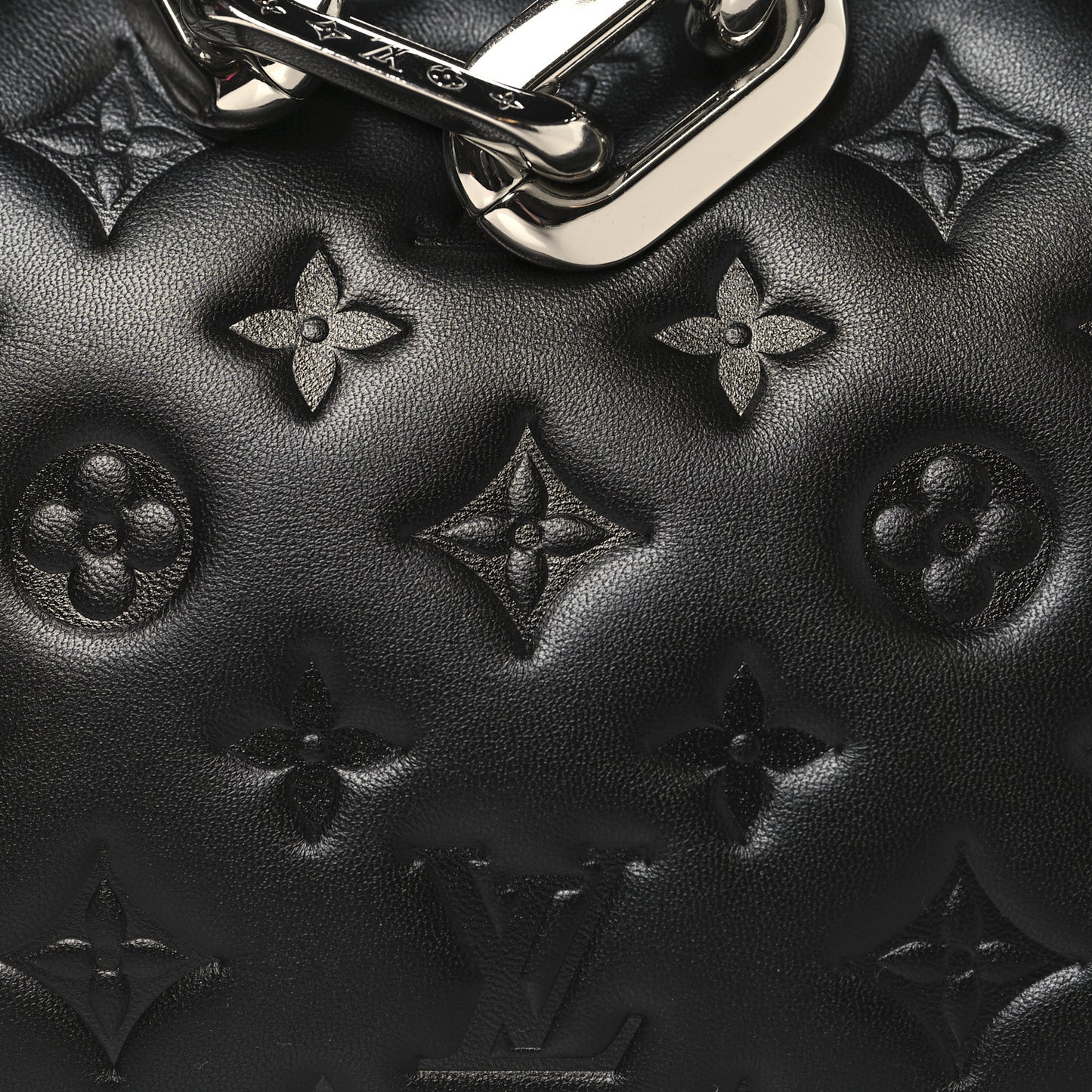Lambskin Embossed Monogram Coussin BB Black